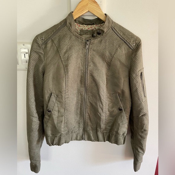 Suede-Like Bomber Jacket. Only worn a handful of times! - Picture 2 of 12